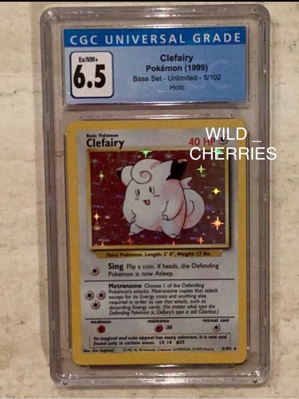 Pokemon Clefairy 1999 Holo 5/102 Base Set CGC 6.5 TCG #5